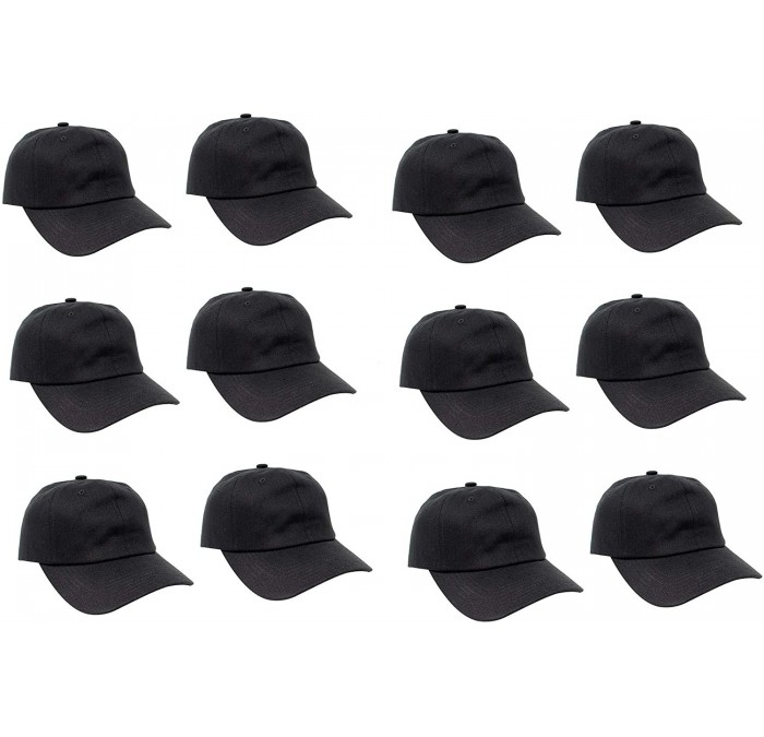 Baseball Caps Wholesale 12-Pack Baseball Cap Adjustable Size Plain Blank All Cotton Solid Color dad Hat - Black - CW195SKUY93...