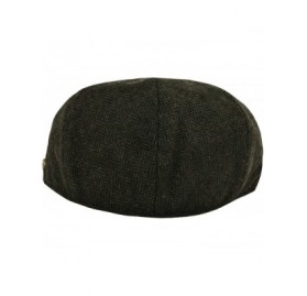 Newsboy Caps Men's Herringbone Flat Ivy Newsboy Hat Premium Wool Gatsby Cabbie Cap - Olive - CT18A0OZNNR $26.56