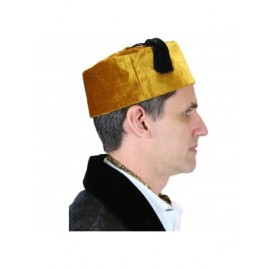 Skullies & Beanies Men's Velvet Quilted Smoking Cap - Gold - CX12080529H $31.50