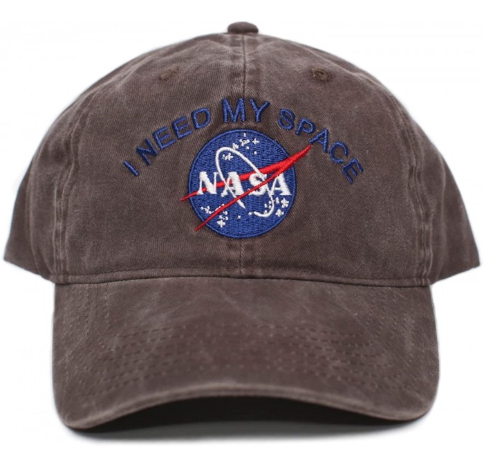 Baseball Caps NASA I Need My Space Pigment Dye Embroidered Hat Cap Unisex Adult Multi - Brown - CE1886GD9M3 $19.42