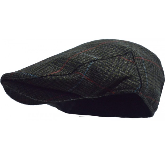 Newsboy Caps Men's Herringbone Wool Tweed Newsboy IVY Cabbie Driving Hat - Dark Green - CE12N0K7YM8 $9.56