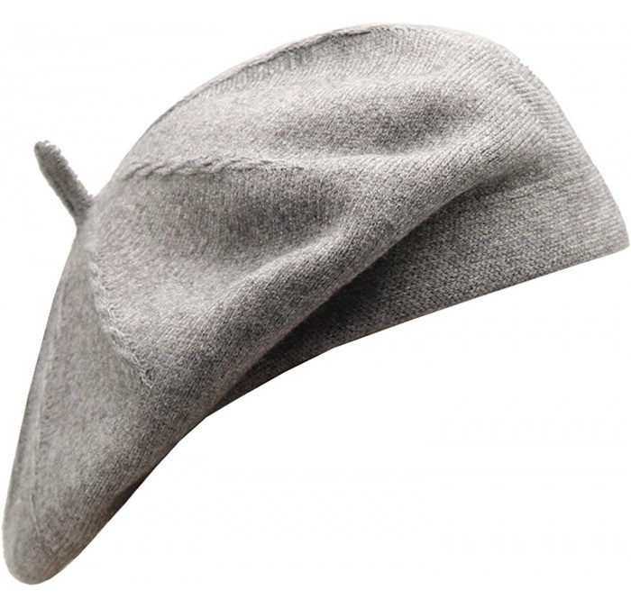 Berets French Beret Hat-Reversible Solid Color Cashmere Beret Cap for Womens Girls Lady Adults - Grey1 - C018KG3KSLD $15.03