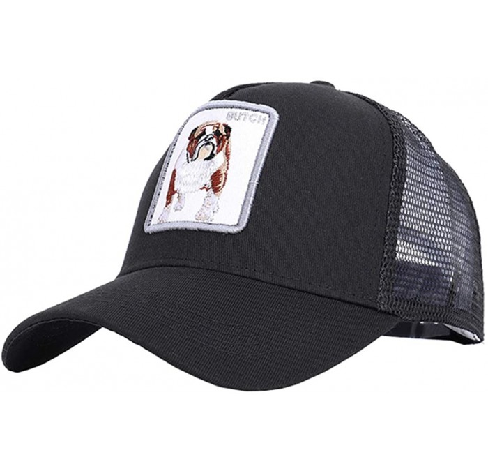 Baseball Caps Wolf-Hats Animal Trucker Hat Snapback Baseball Cap - Bulldog(black) - CC18OQNLTCC $22.73