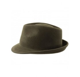 Fedoras Nude Felt Trilby Wool Felt Trilby Hat Packable Water Repellent - Olive - CT1889TSX5Y $42.79