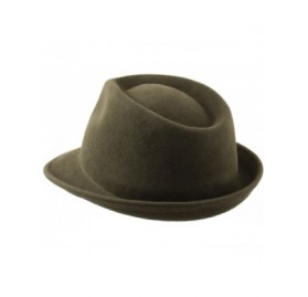 Fedoras Nude Felt Trilby Wool Felt Trilby Hat Packable Water Repellent - Olive - CT1889TSX5Y $42.79