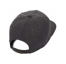 Baseball Caps Yupoong Premium Classic Snapback Hat - Flat Brim- Adjustable Ballcap w/Hat Liner - Dark Heather - CM18GYZ442N $...
