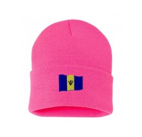 Skullies & Beanies Barbados Flag Custom Personalized Embroidery Embroidered Beanie - Hot Pink - CT12ODOT4FK $12.59