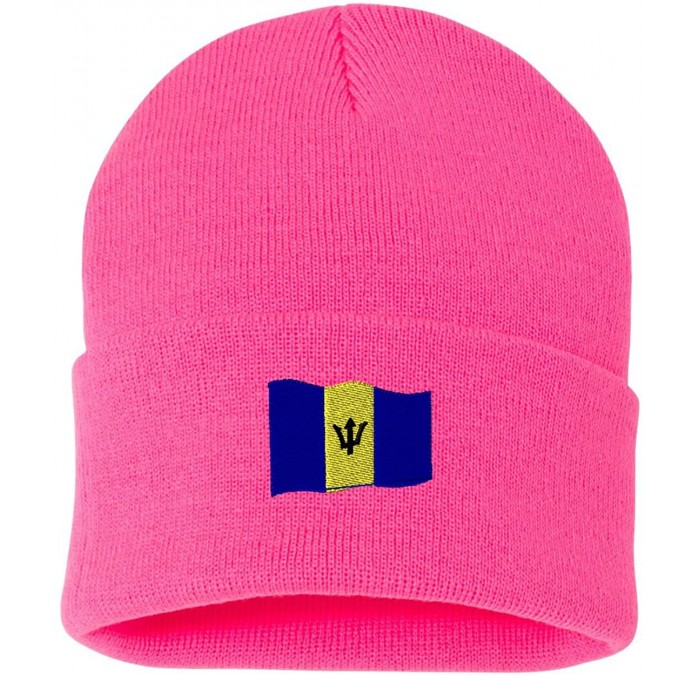 Skullies & Beanies Barbados Flag Custom Personalized Embroidery Embroidered Beanie - Hot Pink - CT12ODOT4FK $29.50