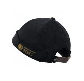 Skullies & Beanies Unisex Beanie Corduroy Docker Brimless Hat Rolled Cuff Harbour Hat - Black - C918LGEXSUG $14.92