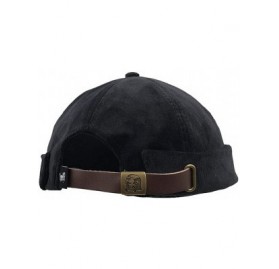 Skullies & Beanies Unisex Beanie Corduroy Docker Brimless Hat Rolled Cuff Harbour Hat - Black - C918LGEXSUG $14.92