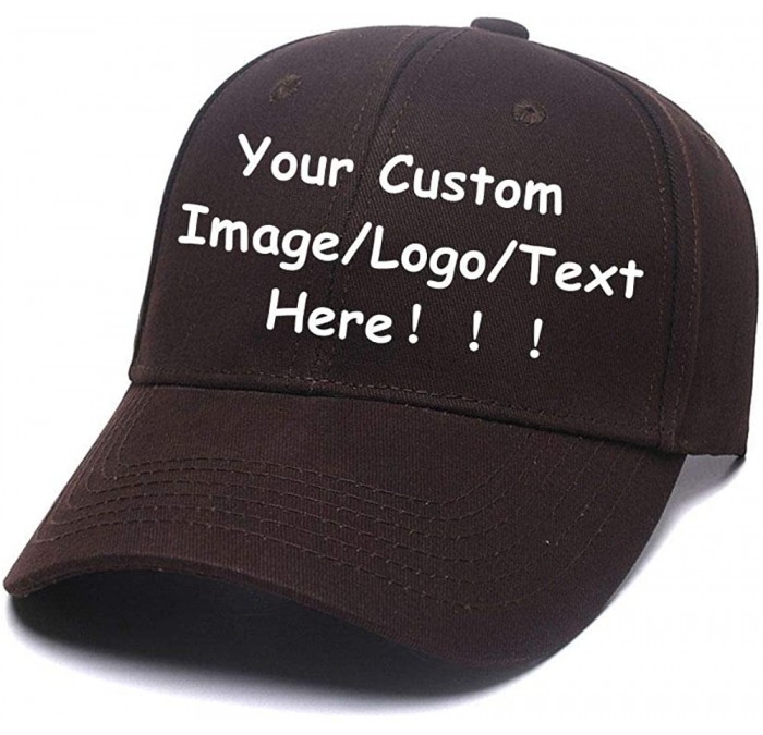 Baseball Caps Men Women Sports Hat Add Your Personalized Design Adjustable Baseball Caps - Brown - CW18G4CUTWS $21.70