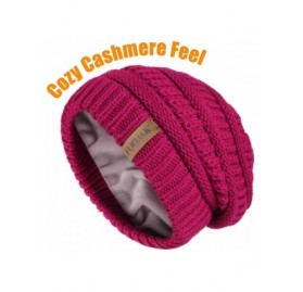 Skullies & Beanies Knit Beanie Hats for Women Men Fleece Lined Ski Skull Cap Slouchy Winter Hat - 20-garnet Red - C718ZZUA6EK...