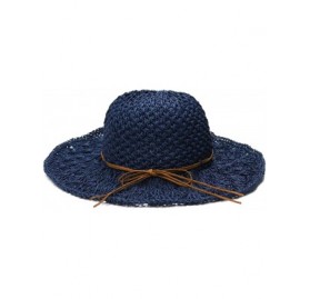 Sun Hats Summer Beach Sun Hats for Women Girls Foldable Floppy Summer Straw Hat Wide Brim Hat UV Protection - Blue - CN18R3UL...