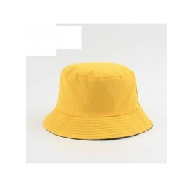 Bucket Hats Plaid Bucket Hats Women Cotton Foldable UV Protection S/M - Yellow - CF18UD79ATN $11.41
