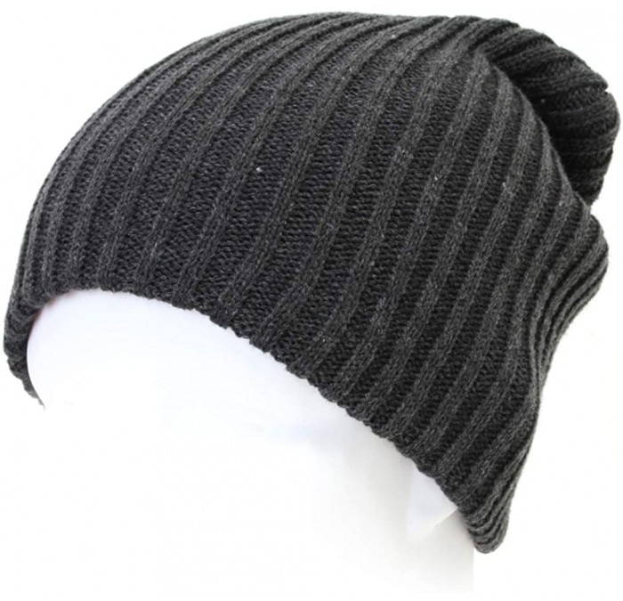 Skullies & Beanies Stretch-fit Ribbed Knit Beanie Skull Winter Hat Sports Running Beanies - Dark Gray - CQ18K30Y5A4 $7.49