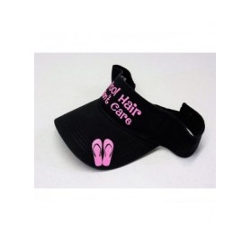 Sun Hats Glitter Pool Hair Don't Care Flip Flops Visor Fashion Swim - Neon Pink Glitter on Black Visor - C31834GHGM0 $18.29