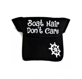 Sun Hats Glitter Boat Hair Don't Care Cotton Visor Fashion Summer - White Glitter on Black Visor - CZ18255H7NL $23.71