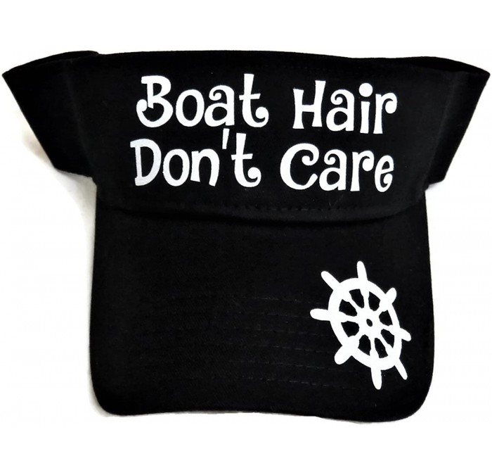 Sun Hats Glitter Boat Hair Don't Care Cotton Visor Fashion Summer - White Glitter on Black Visor - CZ18255H7NL $42.80