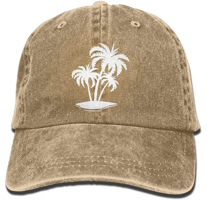 Baseball Caps Baseball Jeans Cap Palm Tree and Tropical Island-1 Men Women Golf Hats Adjustable Baseball Cap - Natural - CY18...