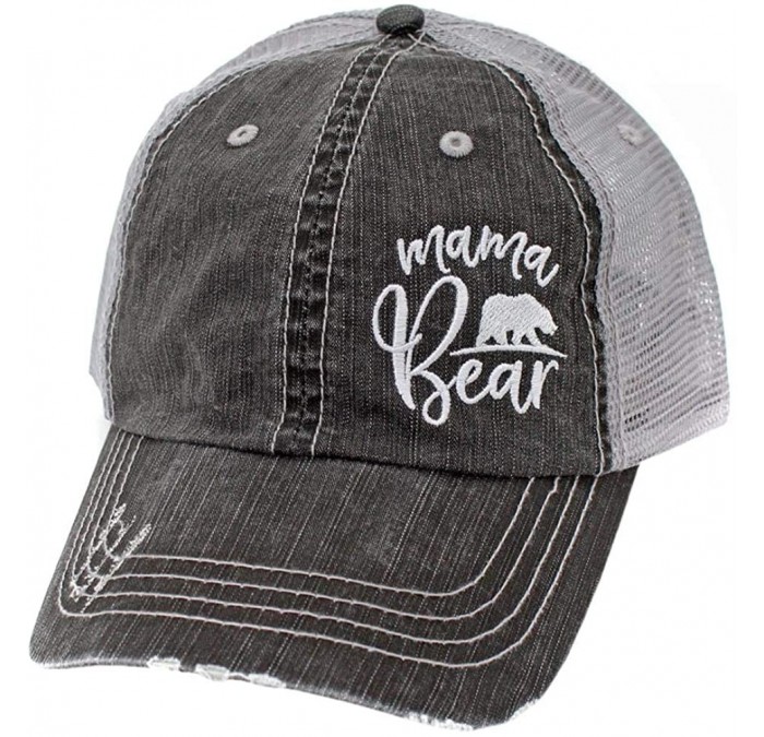 Baseball Caps Mama Bear Women's Embroidered Mom Trucker Hats & Caps - Grey/Black - CZ18ODTH87M $49.33