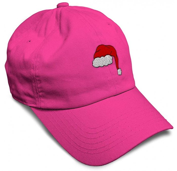 Baseball Caps Custom Soft Baseball Cap Santa Hat Embroidery Dad Hats for Men & Women - Hot Pink - CQ18SKUMN9T $26.10