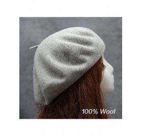 Berets 100% Wool French Style Casual Classic Solid Color Wool Beret Hat Cap - Sky Blue - CW12N83DPAC $10.18