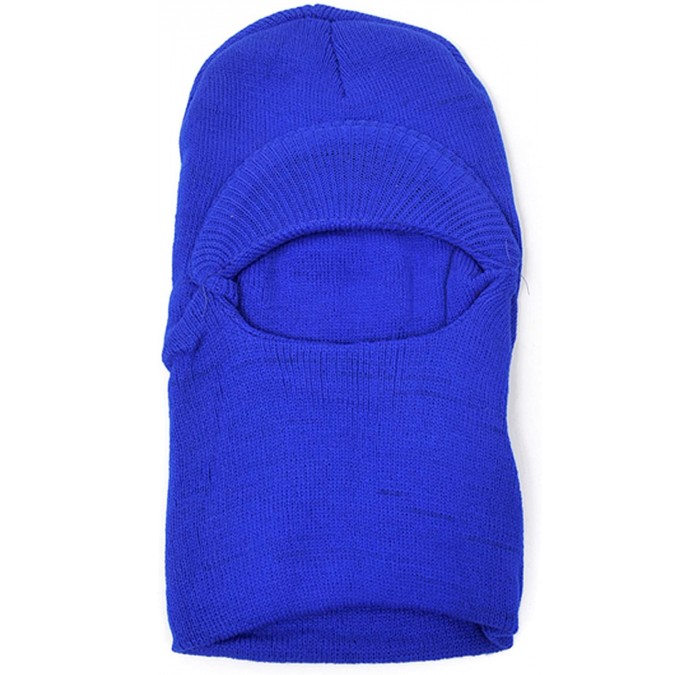 Balaclavas Unisex Open-Face Knit Ski-Mask with Visor- Royal Blue - CQ1154564F3 $16.20