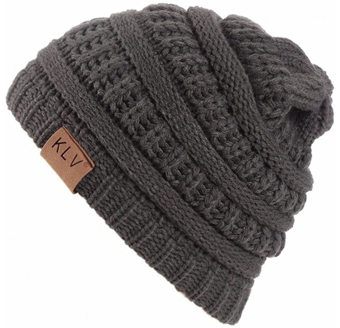 Skullies & Beanies Hat- KIKOY Boy Girls Warm Crochet Winter Wool Knit Ski Slouchy Caps - Brown - CL18I0EO825 $18.09