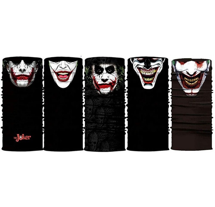 Balaclavas 5pcs Joker Face Scarf Sun Neck Gaiter Balaclava Neckerchief Bandana Headband Black - CO18QRL0Y0O $64.84