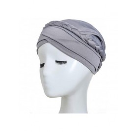 Skullies & Beanies Women Concise Turban Twisted Braid Headscarf Cap Hair Covered Wrap Hat - Gray - CV18AZSG53L $11.75