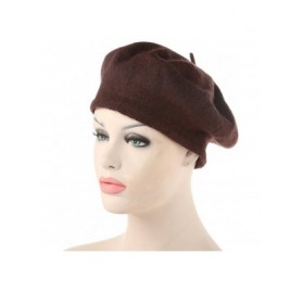 Skullies & Beanies Girl Solid Color Warm Winter Beret French artist Beanie Hat Ski Cap - Coffee - CC188YT7RZY $6.84