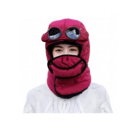 Balaclavas Unisex Warm Waterproof Trapper Hat Ear Flap Thermal Neck Warmer Winter Hat with Goggles - Wine - C318ARMQHYU $23.66