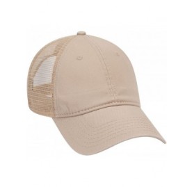 Baseball Caps Garment Washed Cotton Twill 6 Panel Low Profile Mesh Back Trucker Hat - Khaki - CP180D3S8NC $21.55