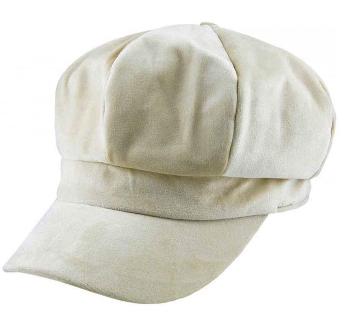Newsboy Caps Women's Velvet Beret Cap Winter Warm 8 Panel Newsboy Hat Cabbie Hat - Khaki - C318QMZ8QGH $36.67