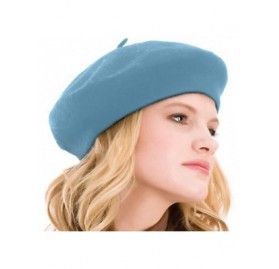 Berets Womens Beret 100% Wool French Beret Solid Color Beanie Cap Hat - Aqua Sky - C518HALOKD9 $11.53