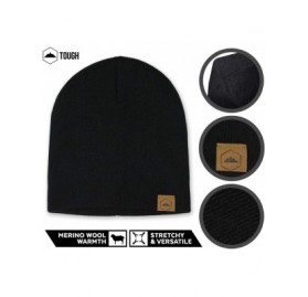 Skullies & Beanies Winter Beanie Knit Hats for Men & Women - Warm & Soft Toboggan Cap - Merino Wool - Black - CB192QD4H3E $13.54