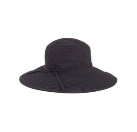 Sun Hats Women's Ribbon Medium Brim Floppy - Charcoal - CB118HQK0KL $27.00