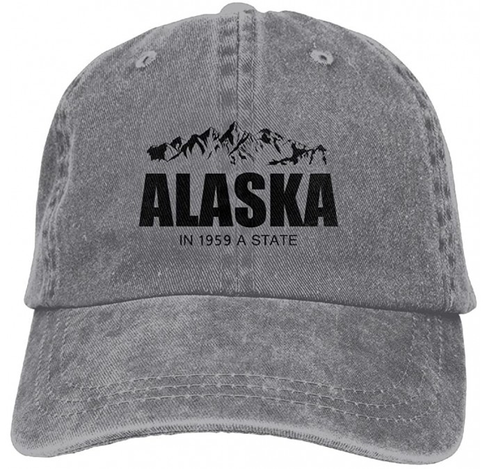 Baseball Caps Unisex Adult Alaska Vintage Adjustable Baseball Cap Denim Dad Hat - Ash - CE18GEG8TRR $10.89