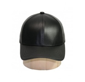 Baseball Caps Genuine Cowhide Leather Adjustable Baseball Cap Made in USA - Black/Lightgrey - CK12JJGFUCP $14.61