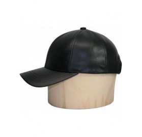 Baseball Caps Genuine Cowhide Leather Adjustable Baseball Cap Made in USA - Black/Lightgrey - CK12JJGFUCP $14.61