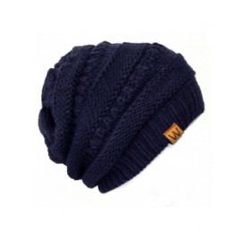 Skullies & Beanies Winter Warm Knitted Infinity Scarf and Beanie Hat - Navy - C912FLPTG41 $14.54