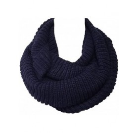 Skullies & Beanies Winter Warm Knitted Infinity Scarf and Beanie Hat - Navy - C912FLPTG41 $14.54