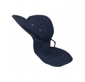 Sun Hats 4 Panel Large Bill Flap Hat - Navy - CO185KXKZN4 $8.23