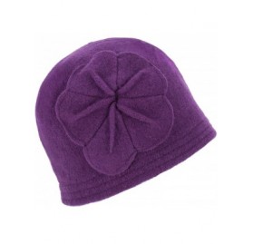 Bucket Hats Womens Gatsby 1920s Winter Wool Cap Beret Beanie Bucket Floral Hat A289 - Dark Purple - CS12642THR1 $12.47