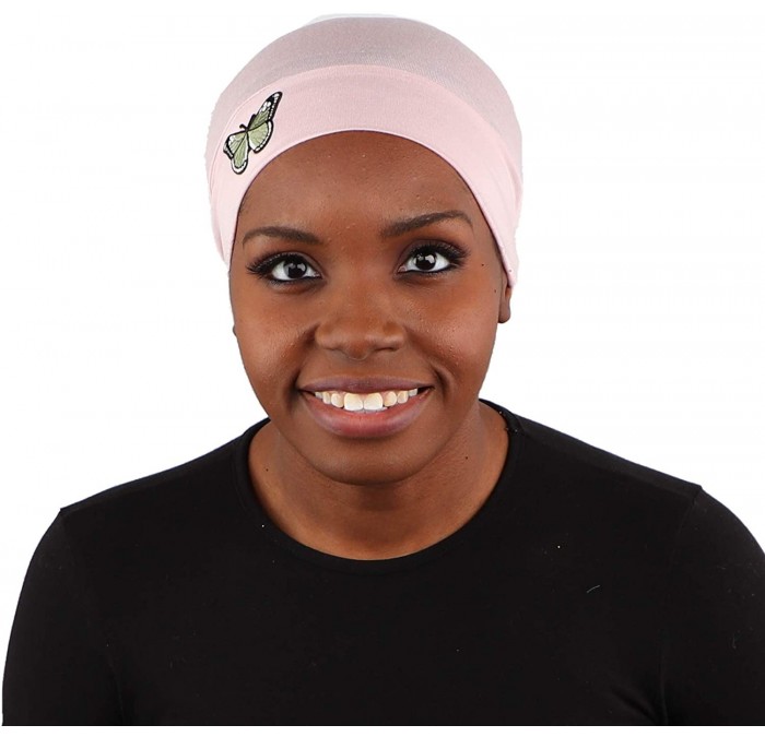 Skullies & Beanies Ladies Chemo Hat with Green Butterfly Bling - Light Pink - CF12OBO1EIN $17.82