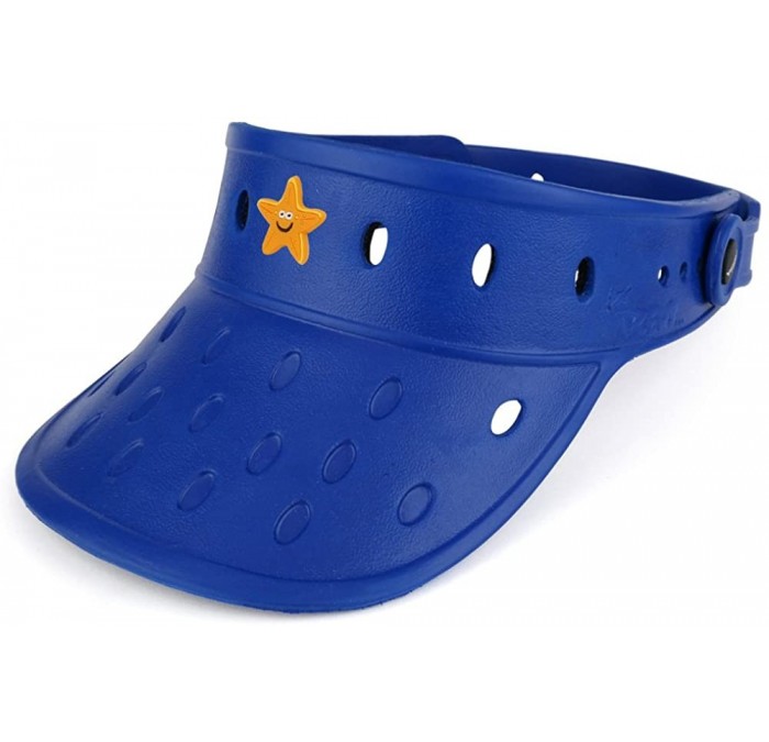 Visors Durable Adjustable Floatable Summer Visor Hat with Starfish Snap Charm - Navy - CC17YYR7AC6 $17.39