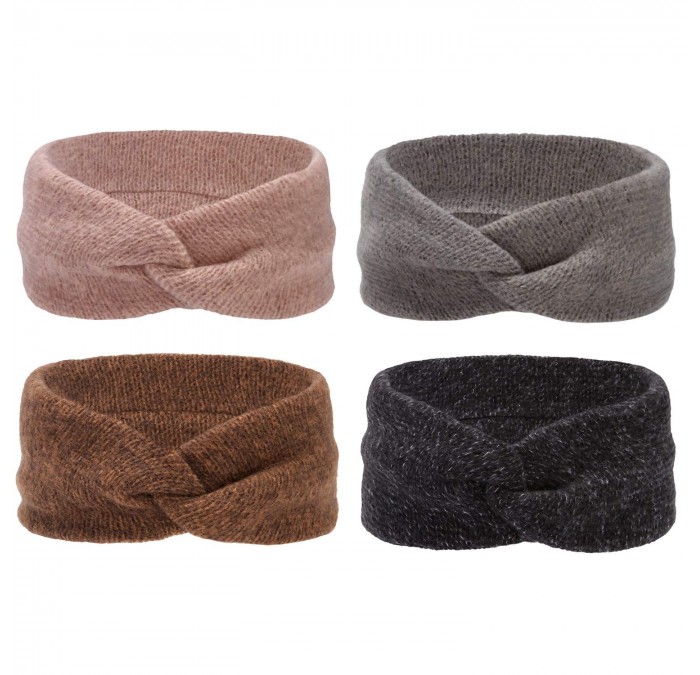 Cold Weather Headbands 4pcs Winter Warm Headbands Soft Stretch Knitted Head Wraps Winter Ear Warmers for Women Girls - 4pcs/B...