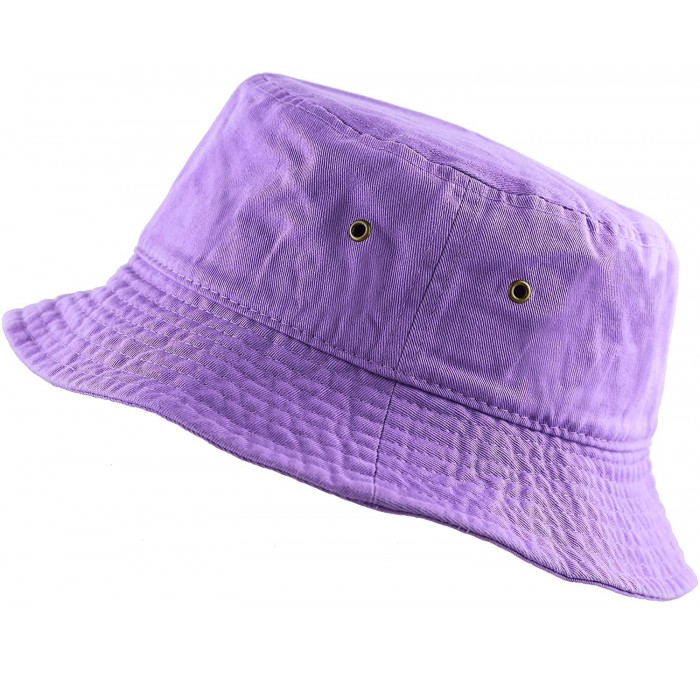Bucket Hats Unisex 100% Cotton Packable Summer Travel Bucket Beach Sun Hat - Lavender - CW1852DZ05M $21.32