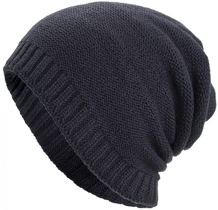 Skullies & Beanies Clearance Beanie Cap Winter Knit Warm Hat Ski Baggy Slouchy Beanie Skull Hat - Navy - CP18HXK80XC $20.46