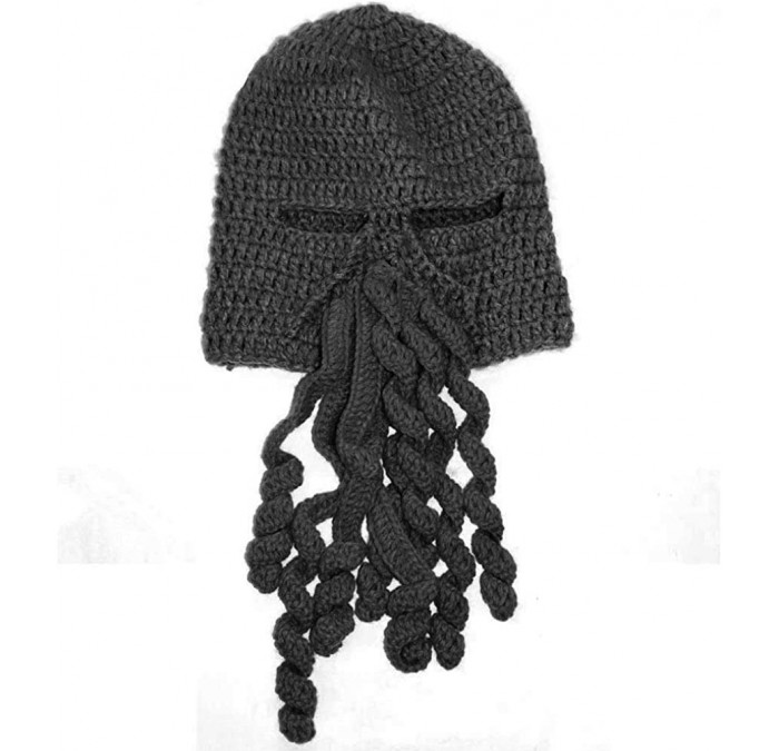 Skullies & Beanies Crochet Octopus Tentacle Beanie Hat Squid Cover Cap Knitted Beard Caps - Dark Grey - CC12GALZ18T $8.19